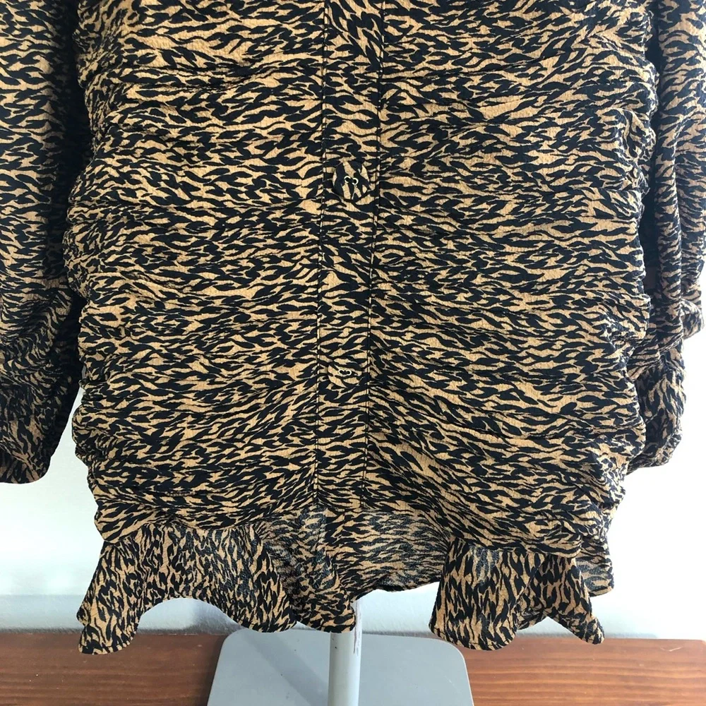 Ted Baker Wyatte Animal Print V-Neck Balloon Sleeve Ruched Bodycon Mini … - Picture 10 of 11